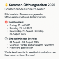 Achtung Sommer-Öffnungszeiten 2025